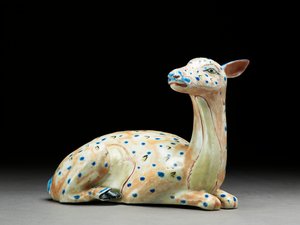 リクライニングドゥの図、有田、1680年頃（磁器）